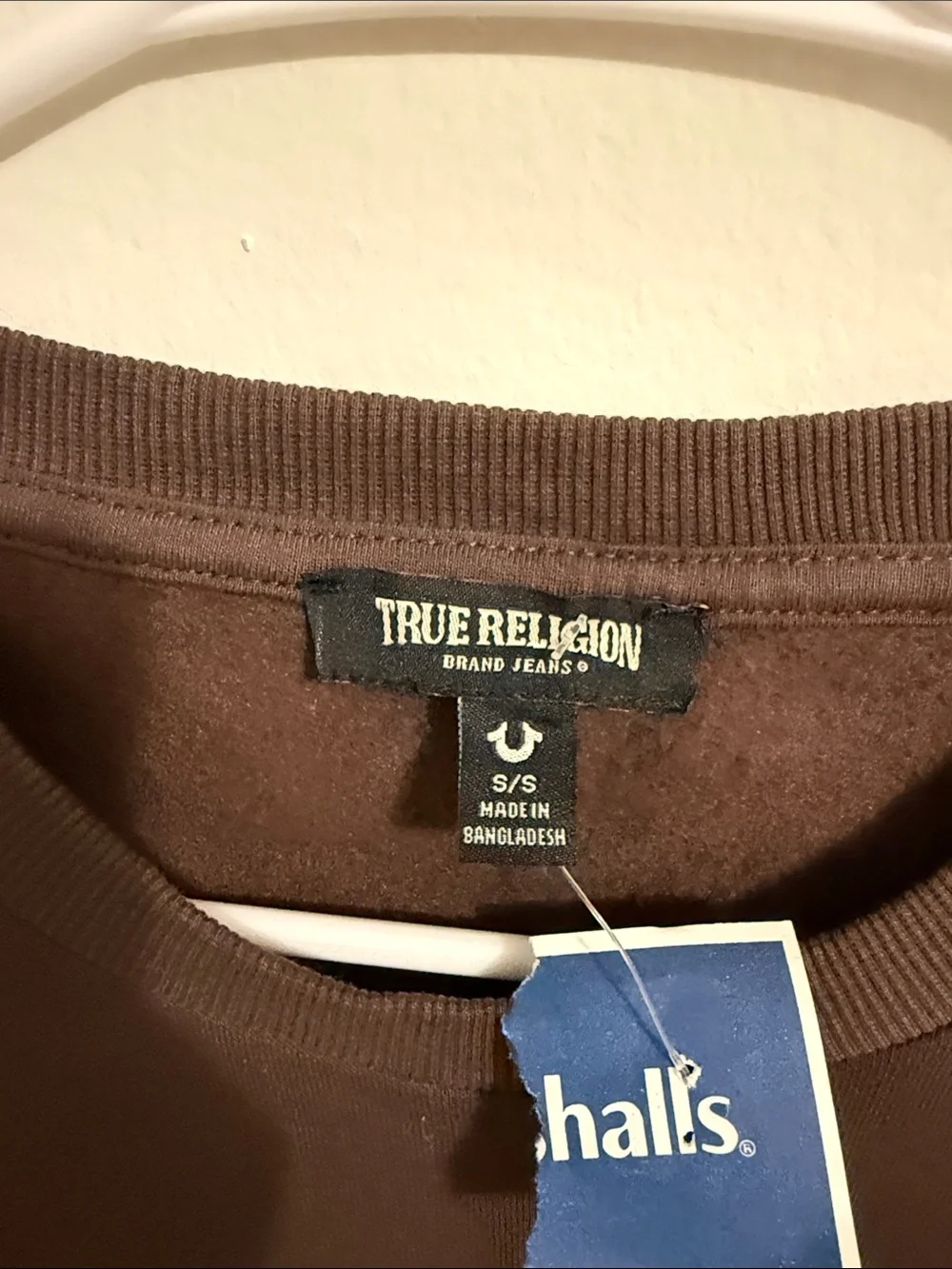 True Religion Brown Crewneck with Contrasting Logo Patch